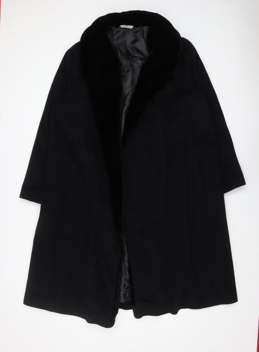 Marks and Spencer Women's Black Wool Blend Long Overcoat UK 16