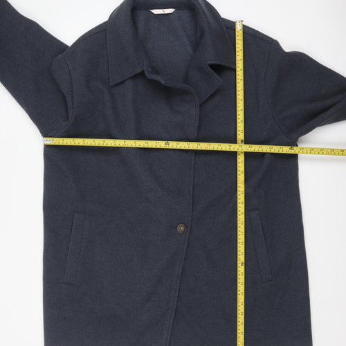 Tu Men's Navy Blue Mid-Length Single-Breasted Coat XL Polyester Blend