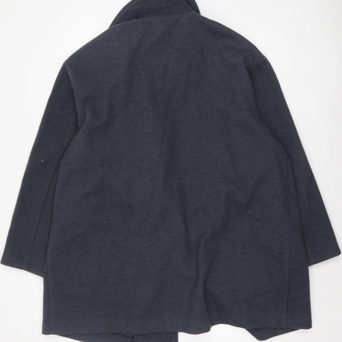 Tu Men's Navy Blue Mid-Length Single-Breasted Coat XL Polyester Blend