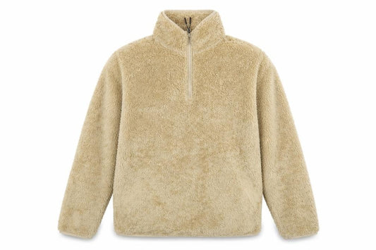 Front view of Mountain Warehouse Women's Beige Fleece 1/2 Zip Pullover Sweatshirt, size S
