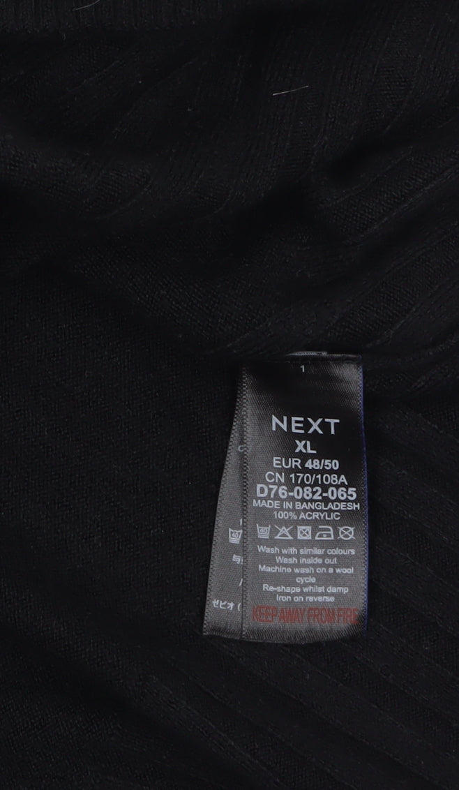 Next Mens Black XL V-Neck Acrylic Knit Jumper