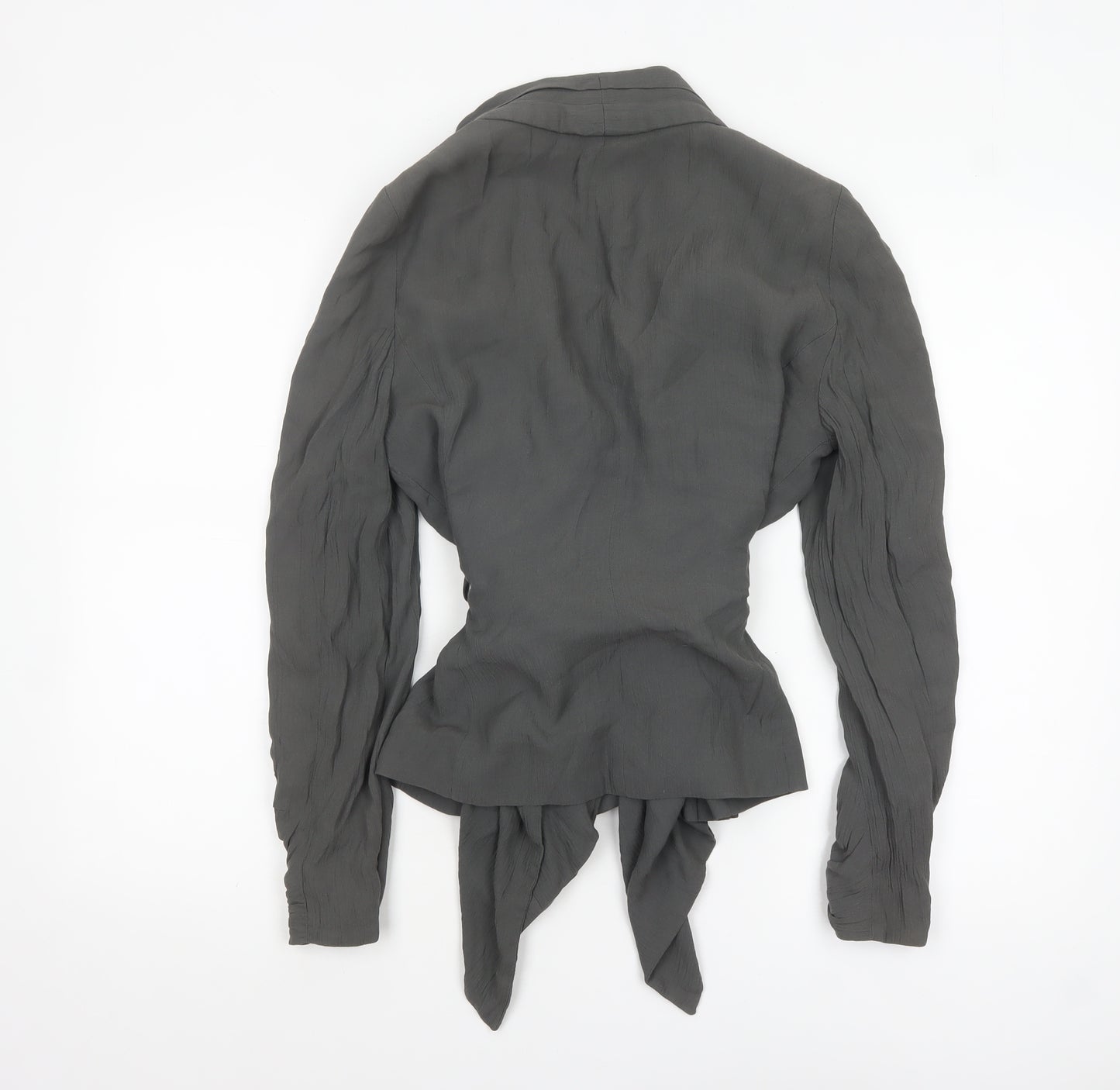 Zara Woman Grey Belted Blazer Jacket L UK 14 Women's Elegant Style