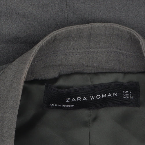 Zara Woman Grey Belted Blazer Jacket L UK 14 Women's Elegant Style