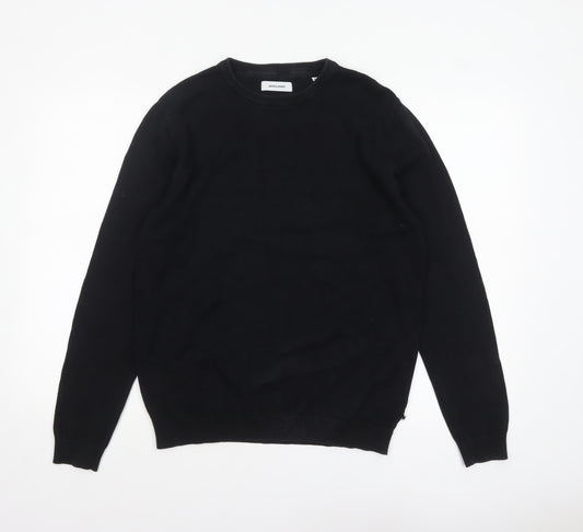 Jack & Jones Men's Black Cotton Crew Neck Pullover Jumper M