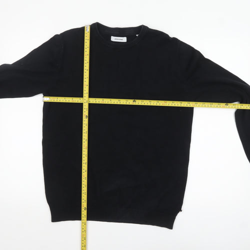 Jack & Jones Men's Black Cotton Crew Neck Pullover Jumper M