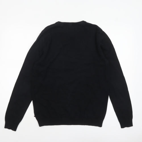 Jack & Jones Men's Black Cotton Crew Neck Pullover Jumper M