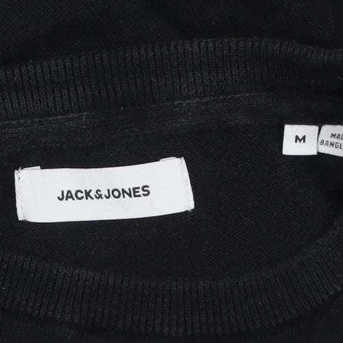 Jack & Jones Men's Black Cotton Crew Neck Pullover Jumper M