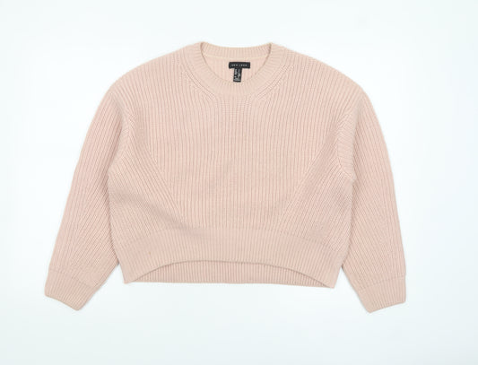 New Look Women's Pink Chunky Knit Jumper Size S Crew Neck