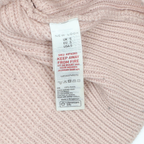 New Look Women's Pink Chunky Knit Jumper Size S Crew Neck