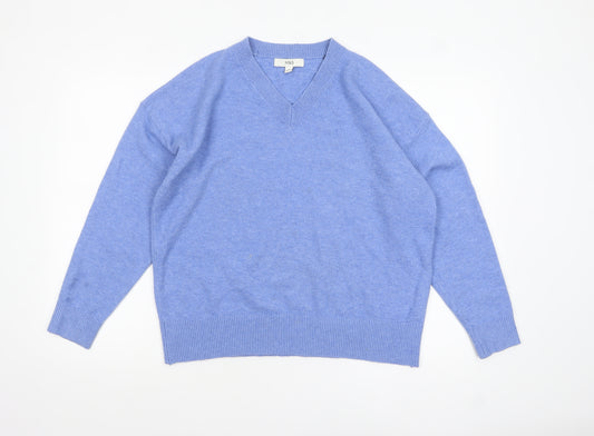 Marks and Spencer Women's Blue V-Neck Pullover Jumper Size M