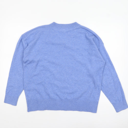 Marks and Spencer Women's Blue V-Neck Pullover Jumper Size M