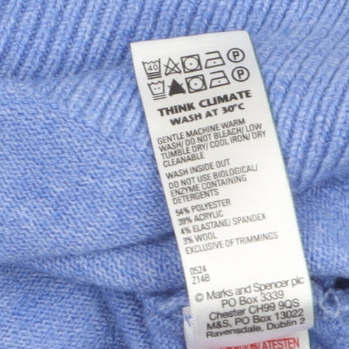 Marks and Spencer Women's Blue V-Neck Pullover Jumper Size M