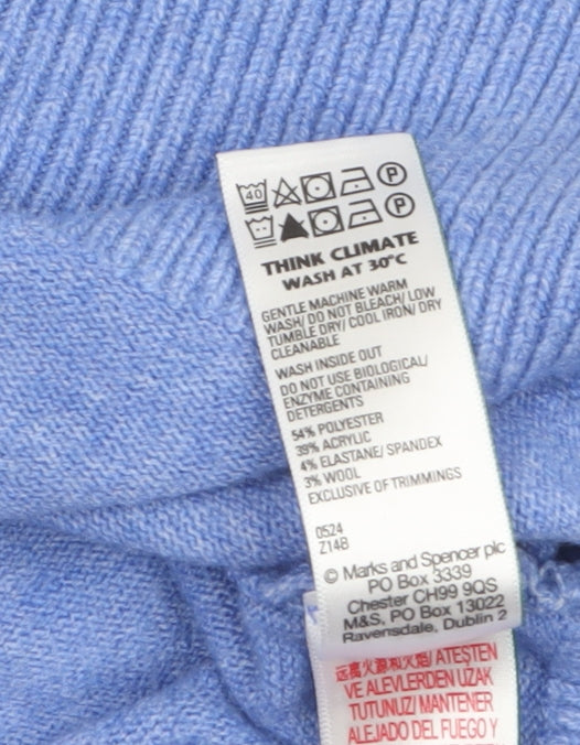 Marks and Spencer Women's Blue V-Neck Pullover Jumper Size M