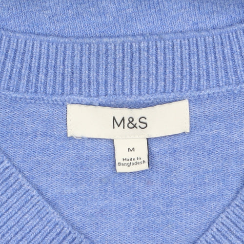 Marks and Spencer Women's Blue V-Neck Pullover Jumper Size M