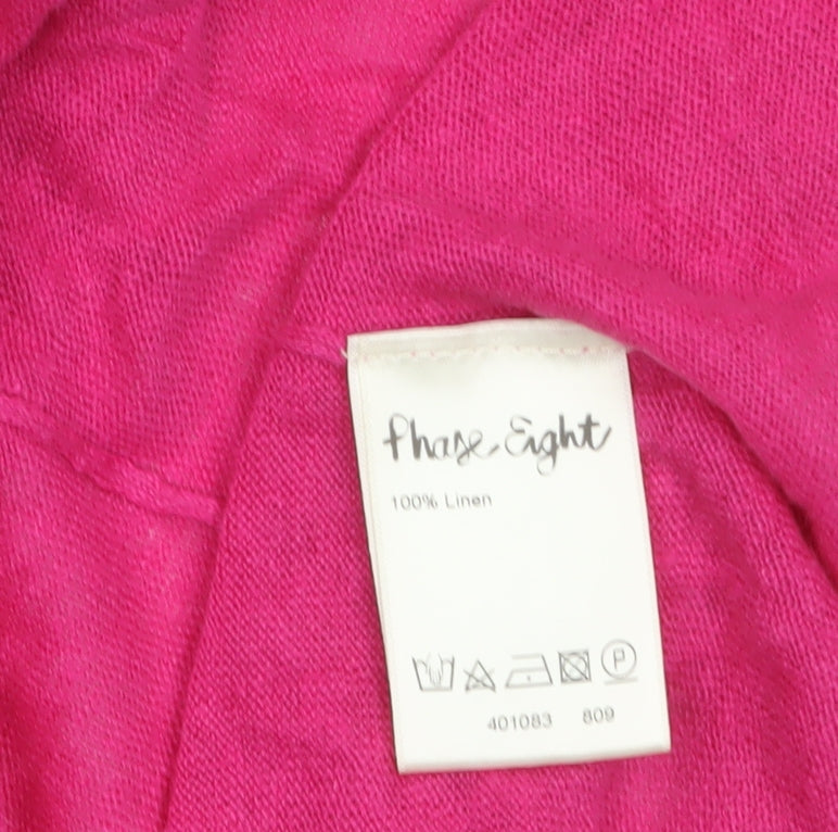 Phase Eight Women’s Pink Linen Long Sleeve Open Cardigan Size 12