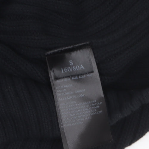 AllSaints Womens Black Wool Ribbed Full Zip Sleeveless High Neck Jumper Vest Size S