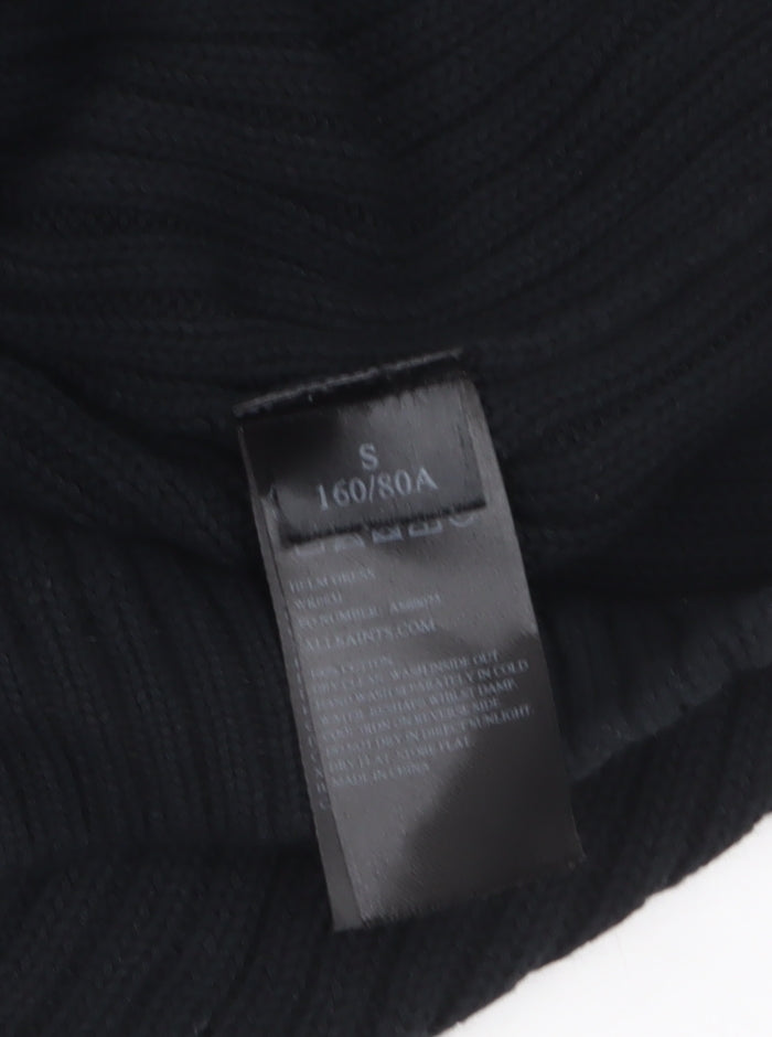AllSaints Womens Black Wool Ribbed Full Zip Sleeveless High Neck Jumper Vest Size S