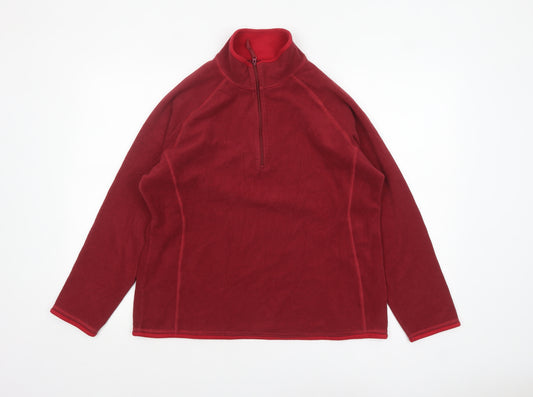 Mountain Warehouse Womens Red Fleece Pullover 1/2 Zip Sweatshirt UK 18
