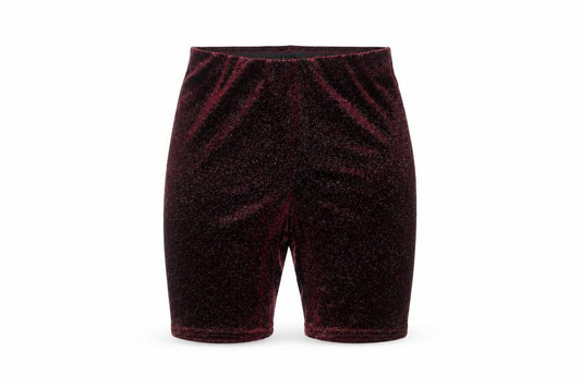 New Look Women's Red Glitter Velvet Biker Shorts Size 8
