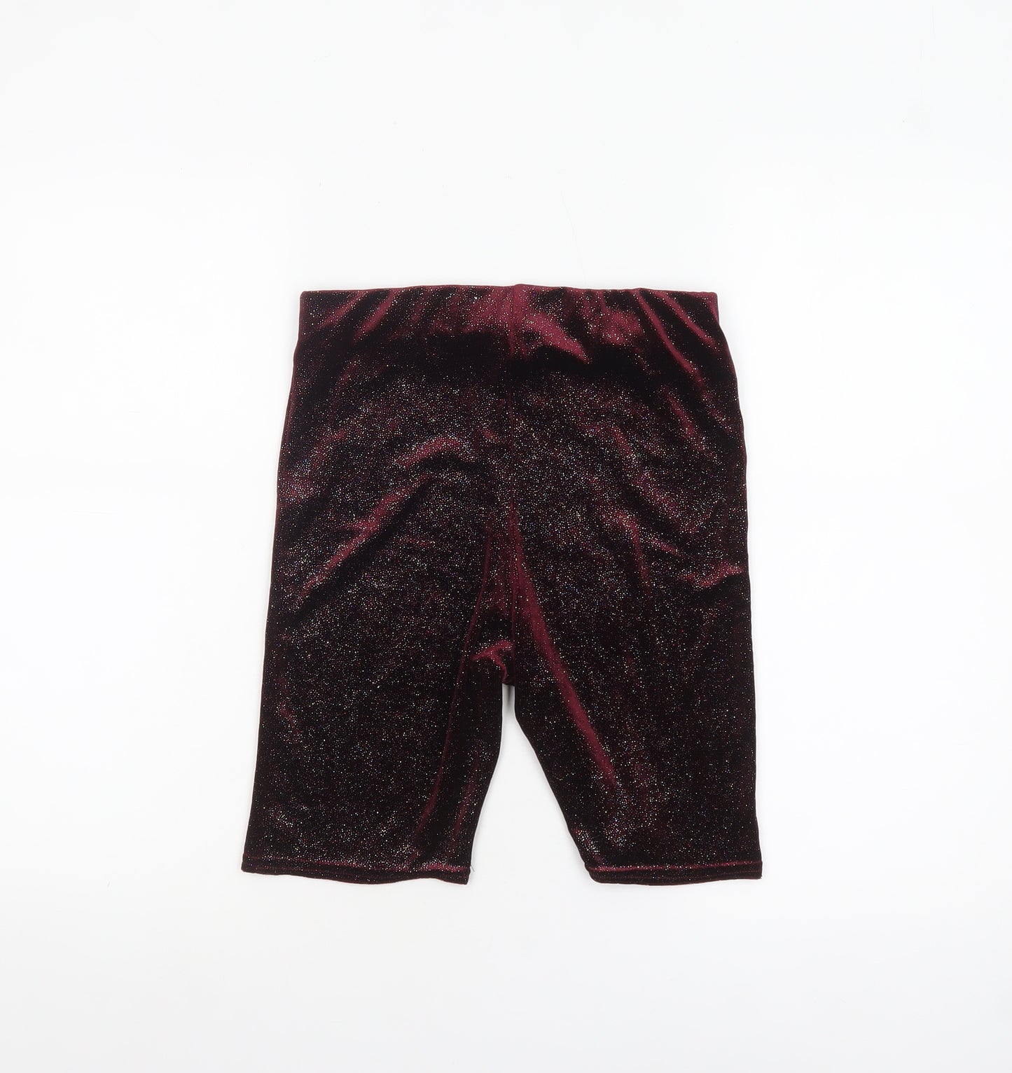 New Look Women's Red Glitter Velvet Biker Shorts Size 8
