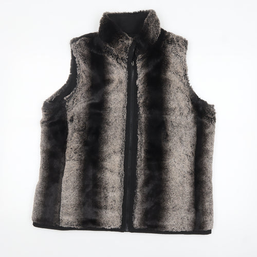 Bm Womens Grey Faux Fur Zip Waistcoat Bodywarmer M