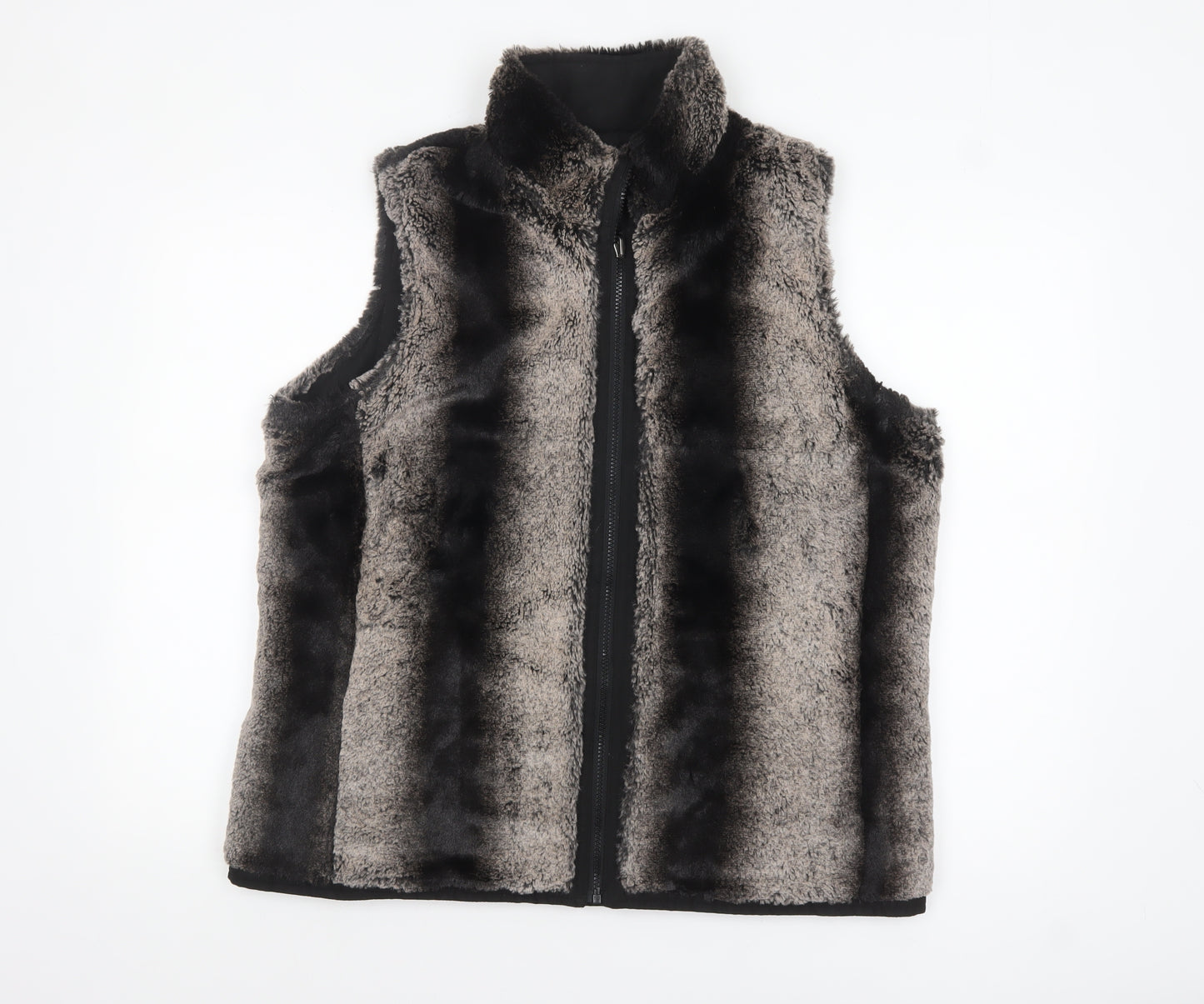 Bm Womens Grey Faux Fur Zip Waistcoat Bodywarmer M