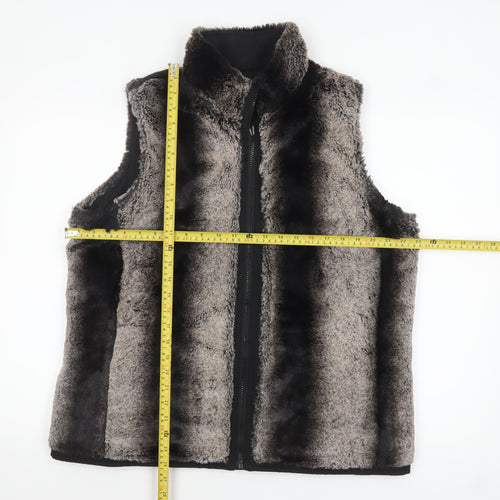 Bm Womens Grey Faux Fur Zip Waistcoat Bodywarmer M