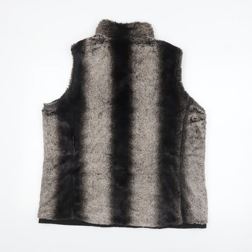 Bm Womens Grey Faux Fur Zip Waistcoat Bodywarmer M