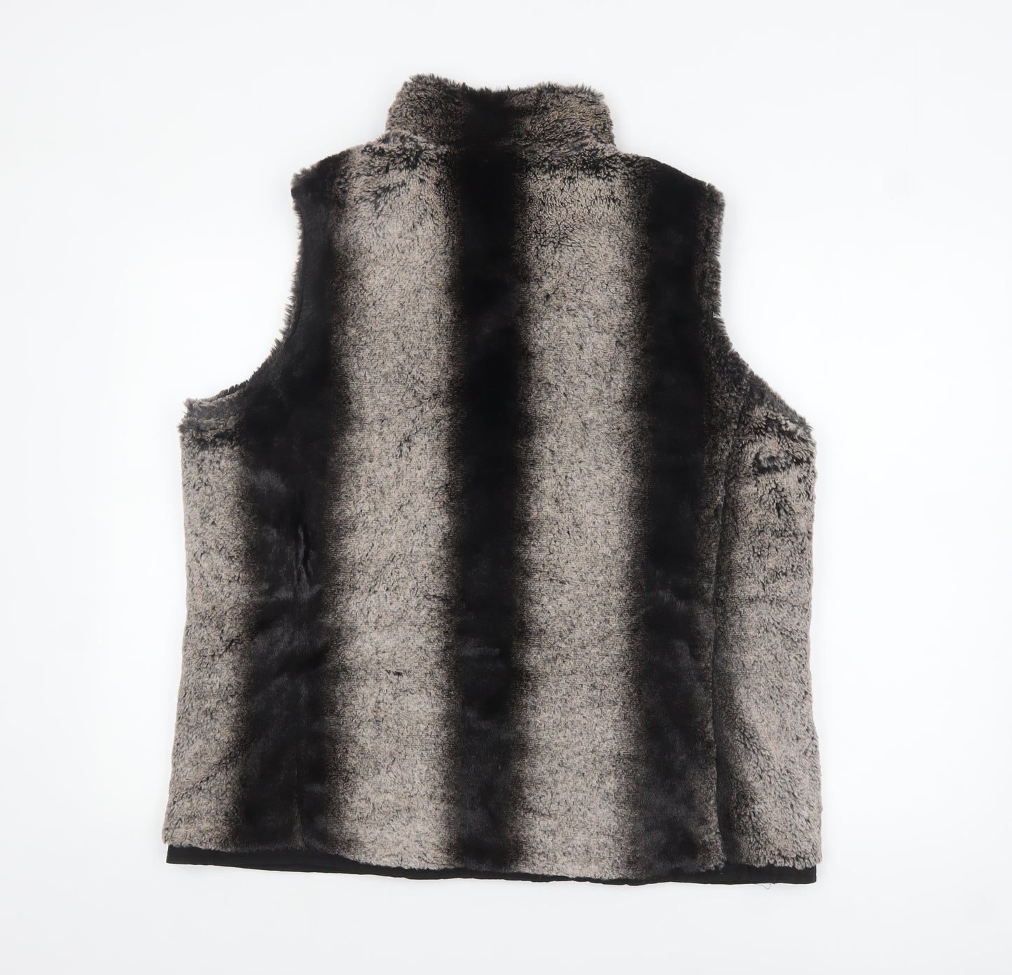 Bm Womens Grey Faux Fur Zip Waistcoat Bodywarmer M