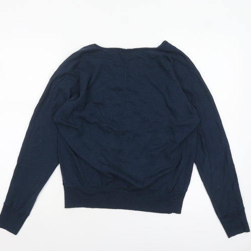 Gap Women's Blue V-Neck Long Sleeve Cotton Wool Pullover Jumper M
