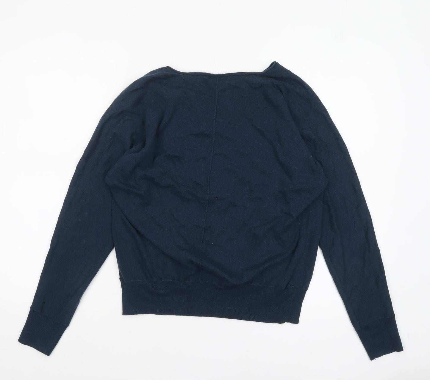 Gap Women's Blue V-Neck Long Sleeve Cotton Wool Pullover Jumper M