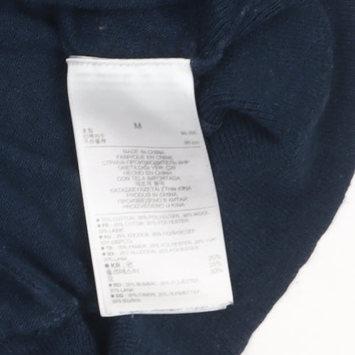 Gap Women's Blue V-Neck Long Sleeve Cotton Wool Pullover Jumper M