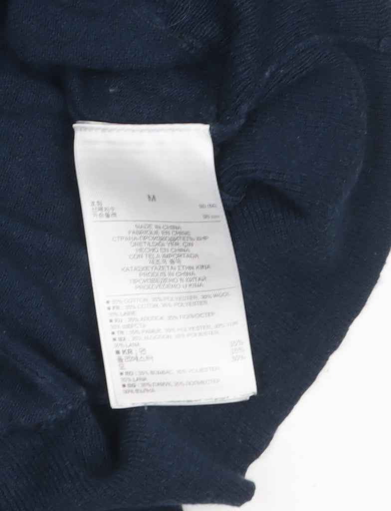 Gap Women's Blue V-Neck Long Sleeve Cotton Wool Pullover Jumper M