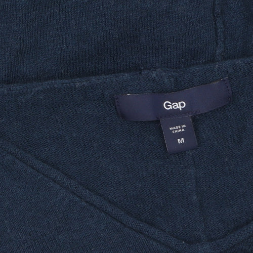 Gap Women's Blue V-Neck Long Sleeve Cotton Wool Pullover Jumper M