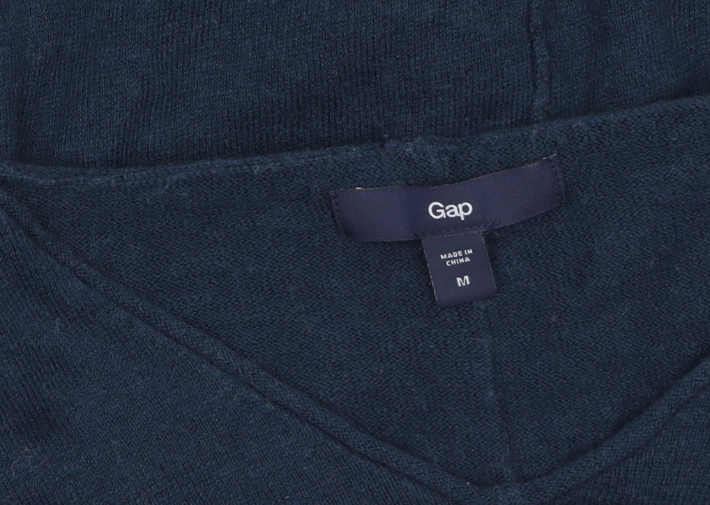 Gap Women's Blue V-Neck Long Sleeve Cotton Wool Pullover Jumper M