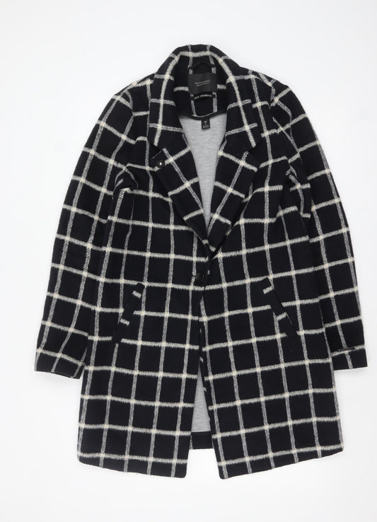 Scotch & Soda Women’s Black Check Wool Blend Mid-Length Coat Size 10