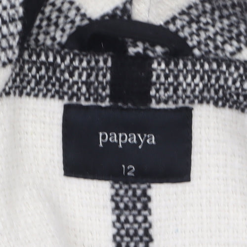 Papaya Women Black Check Knit Coatigan UK 12 Mid-Length Open Front