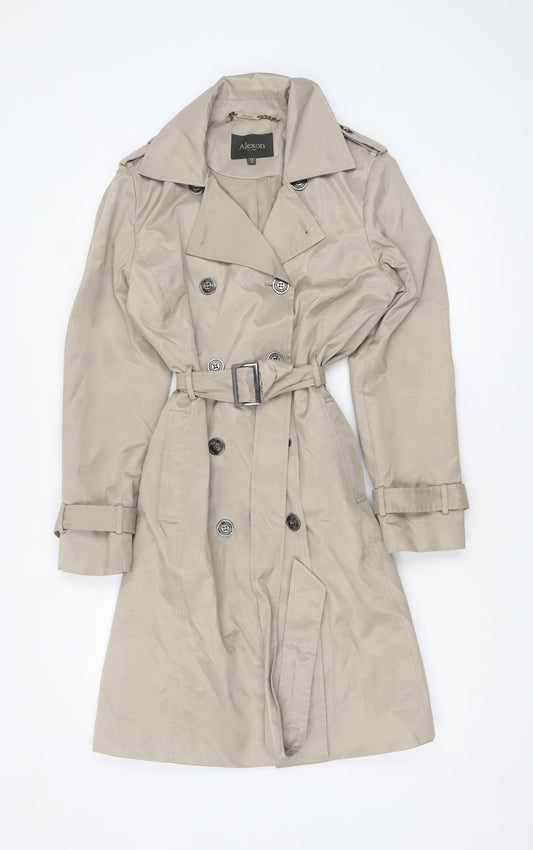 Alexon Women’s Beige Trench Coat Size 12 Belted Double-Breasted Classic Style