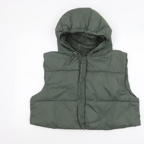 ASOS Womens Green Hooded Puffer Waistcoat Size 12 Regular Fit