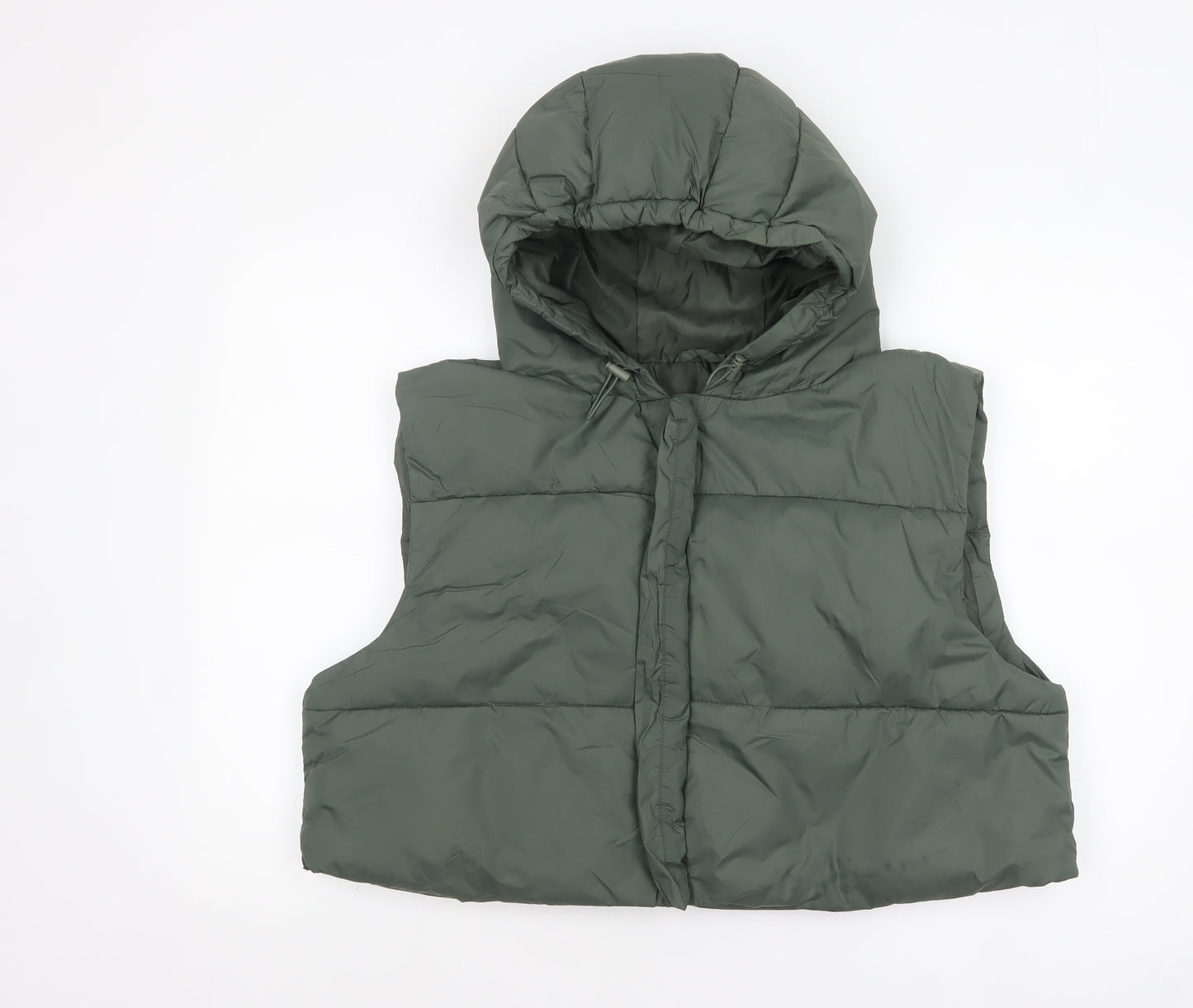 ASOS Womens Green Hooded Puffer Waistcoat Size 12 Regular Fit