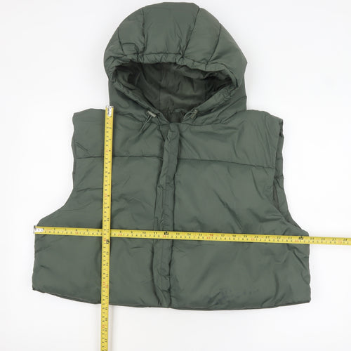 ASOS Womens Green Hooded Puffer Waistcoat Size 12 Regular Fit