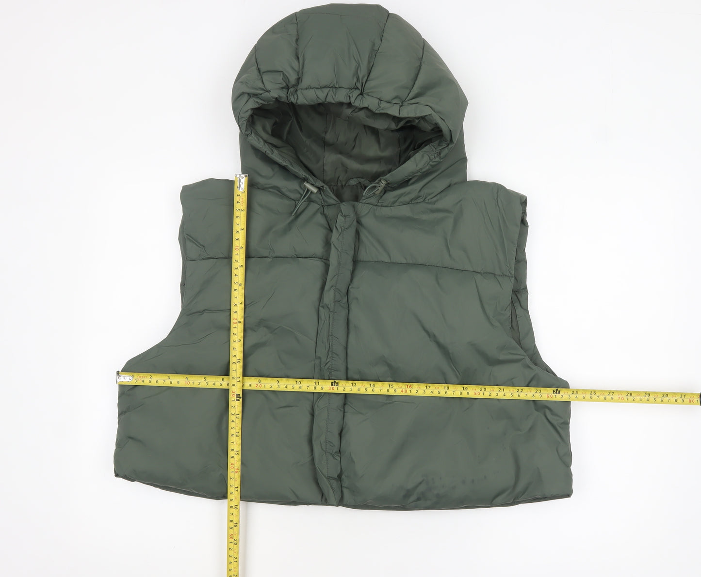 ASOS Womens Green Hooded Puffer Waistcoat Size 12 Regular Fit