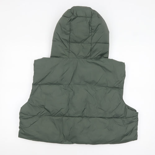 ASOS Womens Green Hooded Puffer Waistcoat Size 12 Regular Fit
