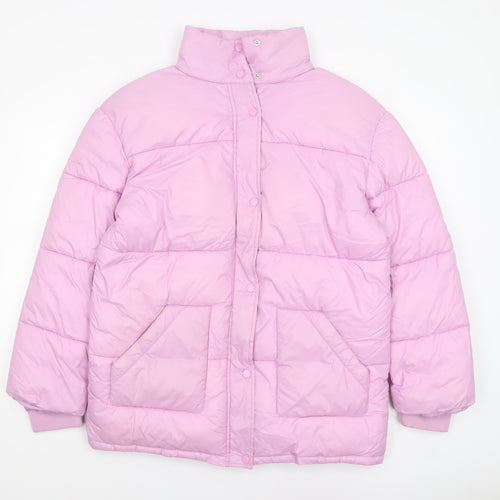 Influence Womens Pink Puffer Jacket UK 12 Winter Quilted Mid-Length Coat