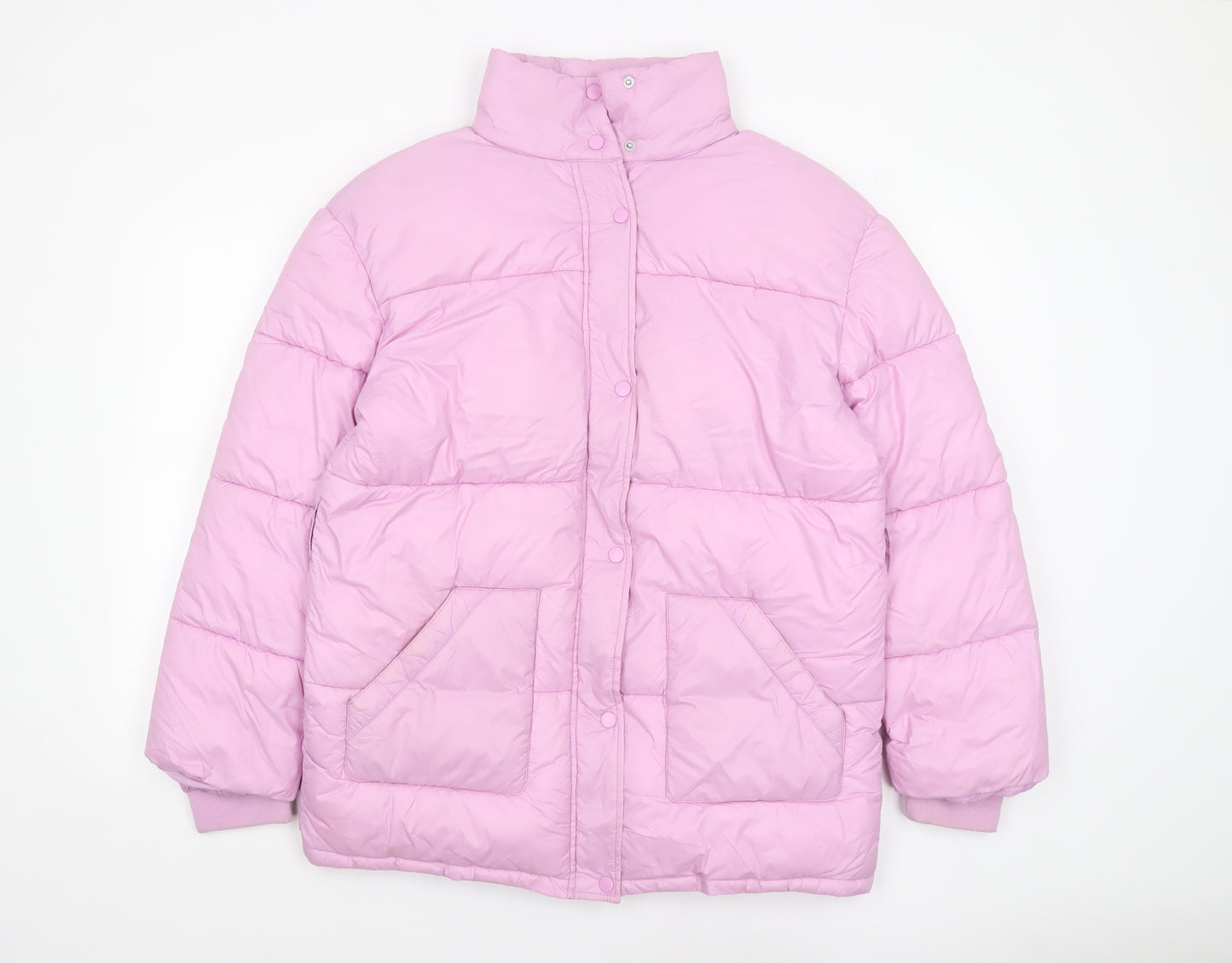 Influence Womens Pink Puffer Jacket UK 12 Winter Quilted Mid-Length Coat