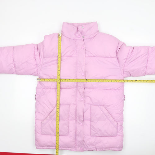 Influence Womens Pink Puffer Jacket UK 12 Winter Quilted Mid-Length Coat