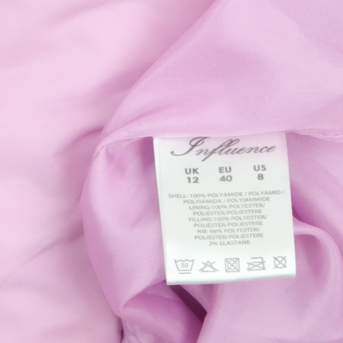 Influence Womens Pink Puffer Jacket UK 12 Winter Quilted Mid-Length Coat
