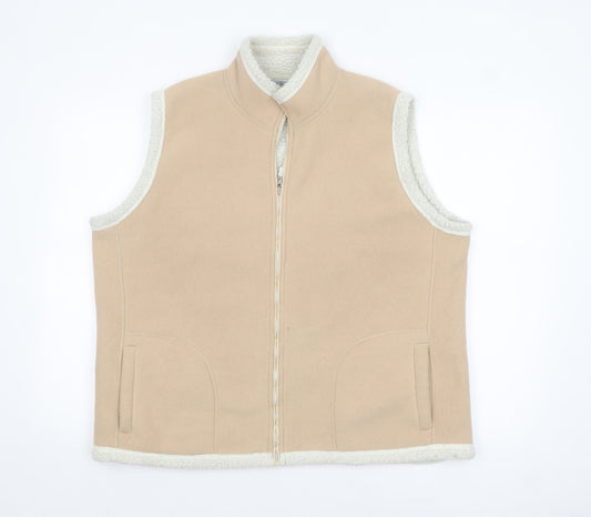 EWM Women’s Beige Fleece Zip Waistcoat Size 22 Sleeveless Bodywarmer