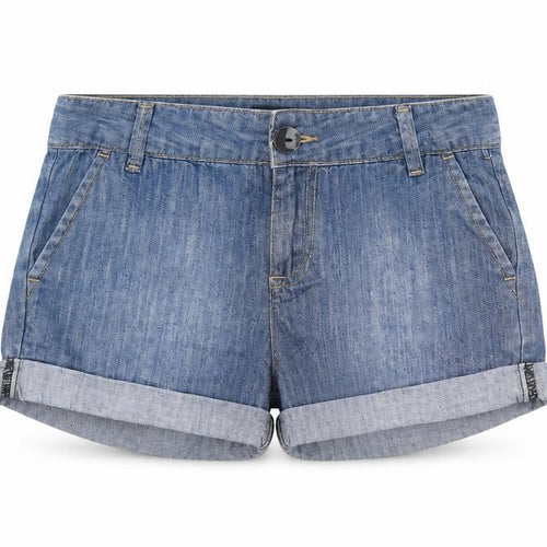 Mango Women Blue Denim Cotton Chino Shorts Size 6