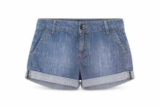 Mango Women Blue Denim Cotton Chino Shorts Size 6